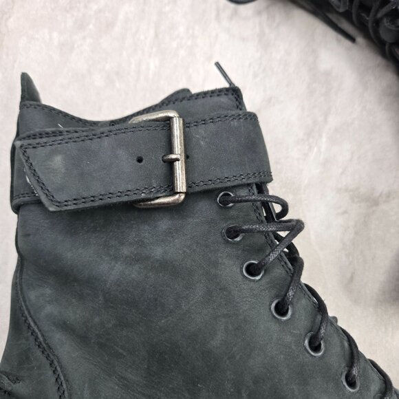 Madewell Combat Boots Leather Black Grunge Moto Lace Up Ankle Booties Size 7.5 - Picture 10 of 12